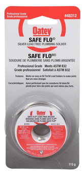 Oatey Safe-Flo 48312 Wire Solder, 113 g Carded, Solid, Silver Gray, 215 to 237 deg C Melting Point